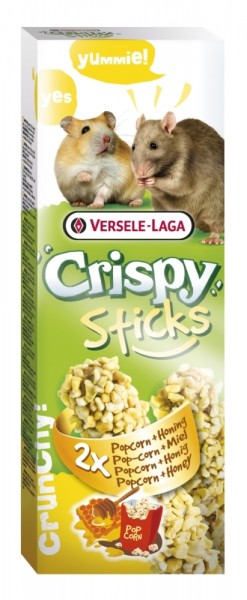Versele-Laga Crispy Sticks Hamster-Ratten Popcorn & Honig 2 Stück - 100g Frischepack