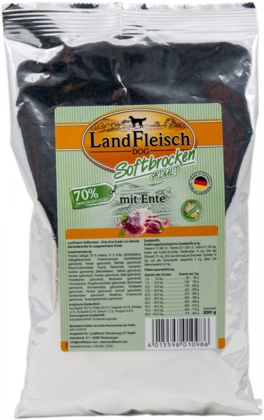 Landfleisch Dog Softbrocken Adult mit Ente, 200g Beutel