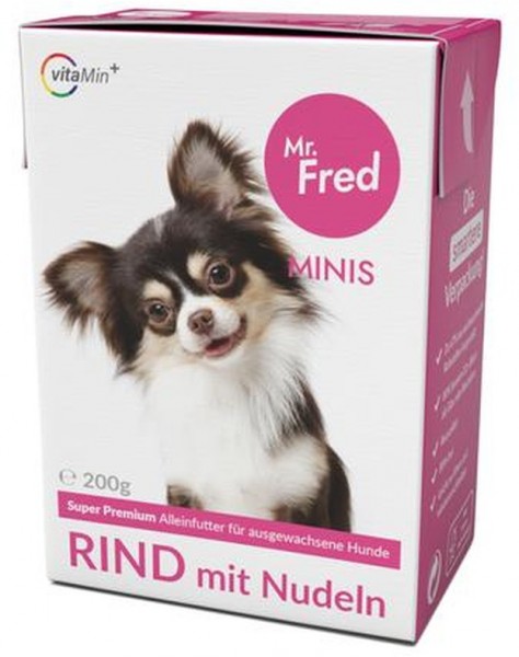 *** Mr. Fred Dog Minis Adult Rind & Nudeln - 200g Tetra [*** AUSLAUFARTIKEL]