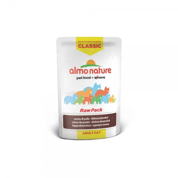 Almo Nature Katze Classic Raw Pack Hühnerschenkel - 55g Frischebeutel