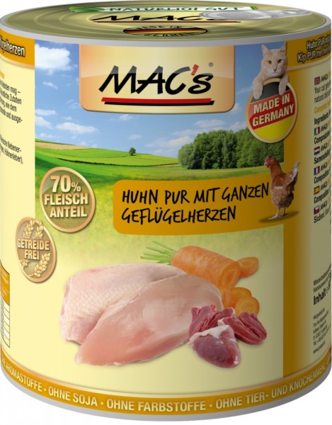 MACs Cat Huhn PUR & Geflügelherzen - 800g Dose
