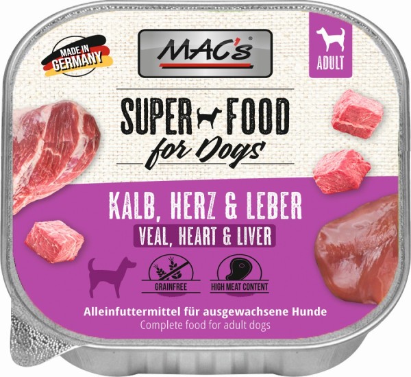 MACs Dog Kalb, Herz & Leber - 150g Schale