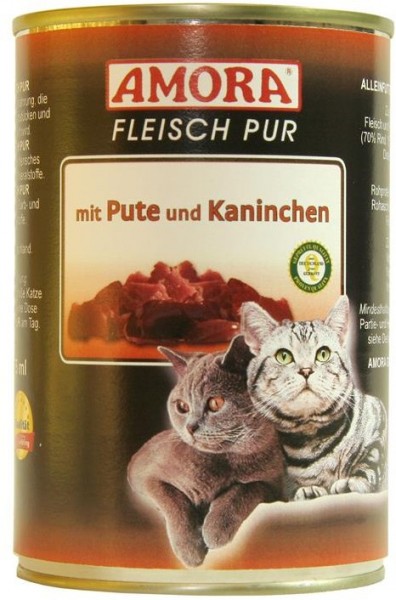 *** AMORA Fleisch Pur mit Pute & Kaninchen - 400g Dose [*** AUSLAUFARTIKEL]