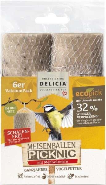 DELICIA MeisenBallen Picknik 6er mit Mehlwürmern - im Bio