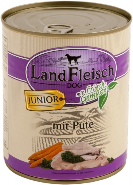 LandFleisch Dog Junior mit Pute & Biogemüse, 800g Dose