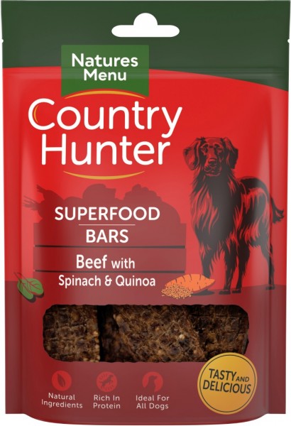 Country Hunter Dog Snack Superfood Bars Rind mit Spinat u