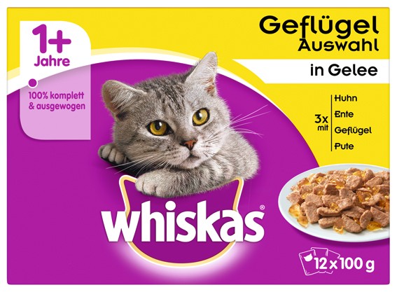 Whiskas 12er-MP Variationen mit Gefluegel in Gelee 12 x 100g