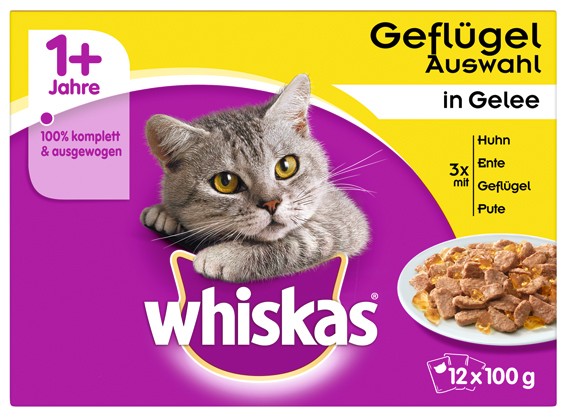 Whiskas 12er-MP Variationen mit Gefluegel in Gelee 12 x 100g