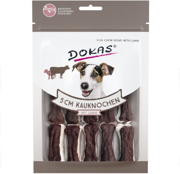 *** Dokas Hunde Snack 5 cm Kauknochen mit Lamm 12 Stück [*** AUSLAUFARTIKEL]