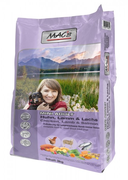 MACs Dog Mini Adult Huhn, Lamm & Lachs -3 kg Beutel