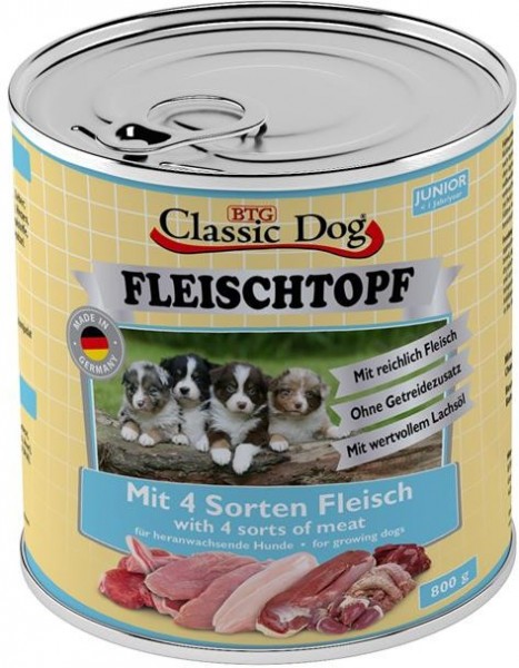 Classic Dog Dose Fleischtopf Junior Mit 4 Sorten Fleisch
