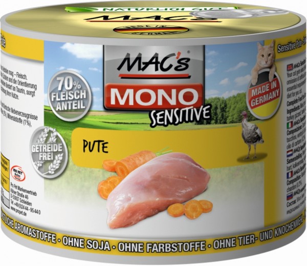 Macs Cat Sensitive Pute & Karotten 200g Dose