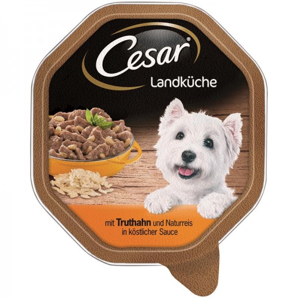 Cesar Landküche mit Truthahn & Naturreis in köstlicher Sauce 150g Schale