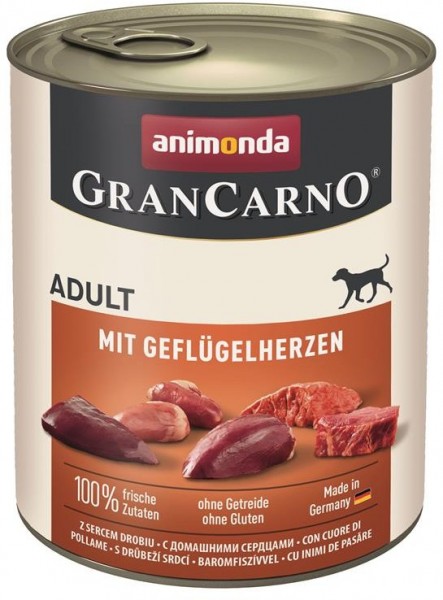 Animonda GranCarno Adult mit Geflügelherzen - 800g Dose