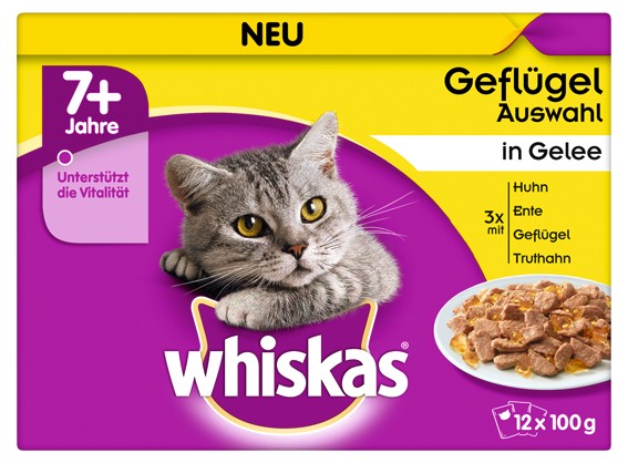 Whiskas Portionsbeutel Multipack 7+ Geflügelauswahl in Gelee 12x100g