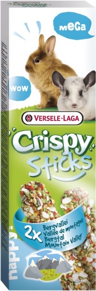 Versele-Laga Crispy Mega Sticks-Bergtal für Kaninchen und Chinchillas, 2 Stück - 140g Frischepack