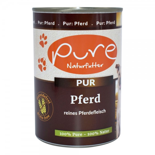 PURE Naturfutter Hundemenü Sensitive Pferd pur 400g getre