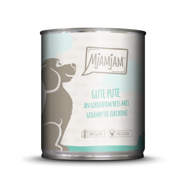 MjAMjAM - Hund gute Pute an gekochtem Reis mit gedämpfter Zucchini, 800g