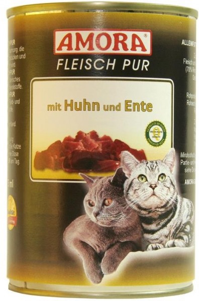 AMORA Fleisch Pur mit Huhn & Ente - 400g Dose