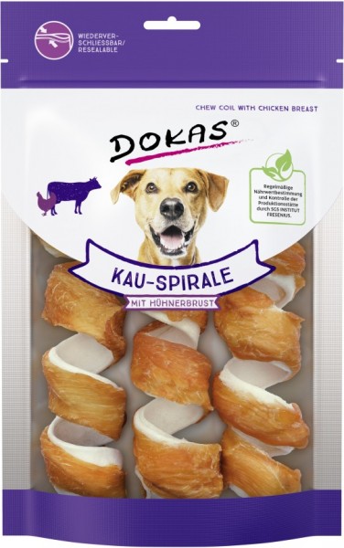 Dokas Hunde Snack Kauspirale mit Hühnerbrustfilet 110g