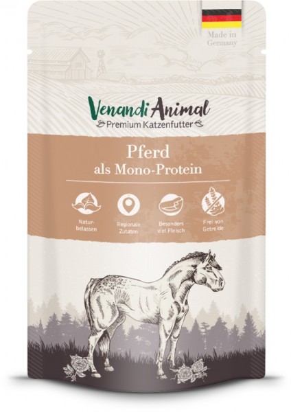 Venandi Animal Premium Katzennassfutter mit Pferd als Monoprotein 125g Frischebeutel