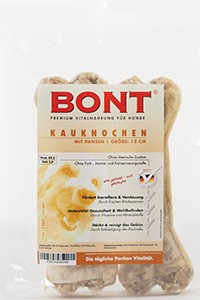 Bont Kauknochen natur gefüllt mit Pansen 12cm