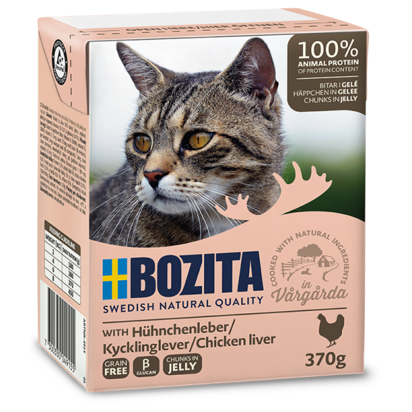 Bozita Feline Recart Häppchen in Gelee Hühnchenleber 370g Tetra Pak