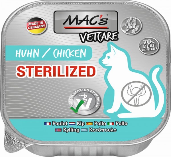MACs Cat Vetcare Huhn Sterilized - 100g Schale
