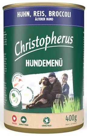 Allco Christopherus Hundemenü -Senior - mit Huhn, Reis, Broccoli - 400g Dose