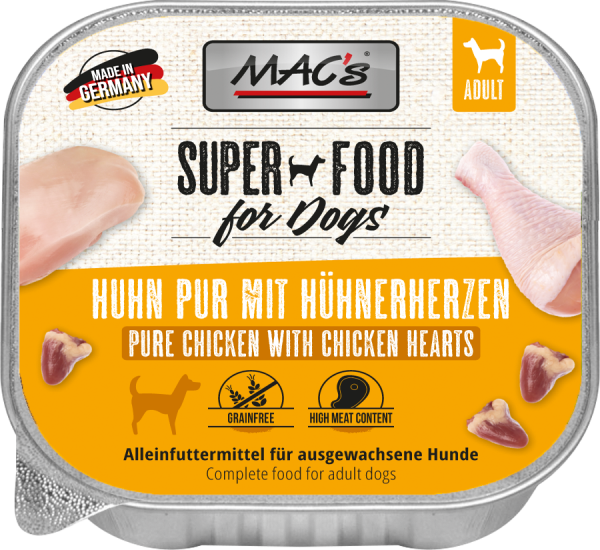 MACs DOG - Huhn pur & Hühnerherzen 150g