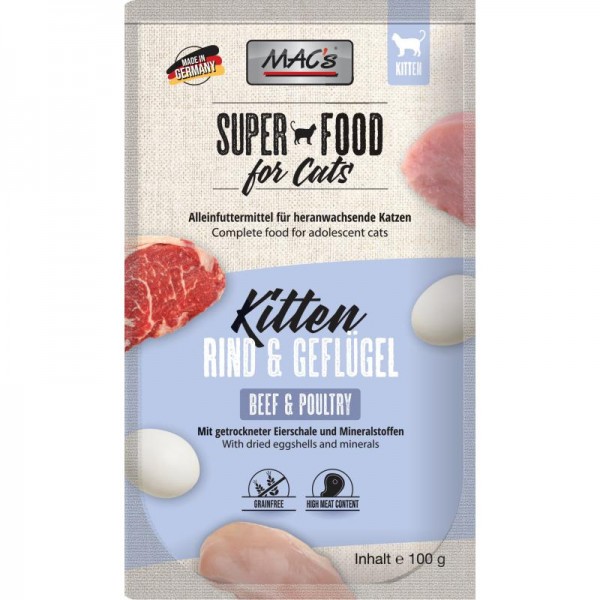 MACs CAT Pouch Kitten Rind & Geflügel - 100g Frischebeutel