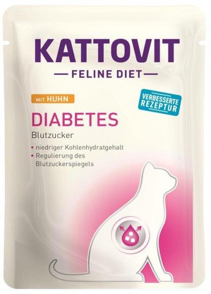 Kattovit Feline Diet - Diabetes mit Huhn - 85g Frischebeutel