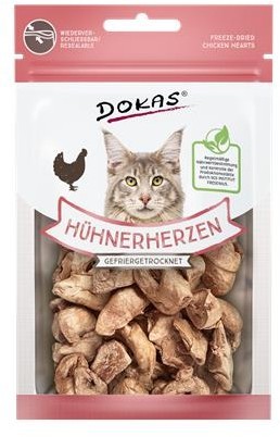 Dokas Cat Snack Hühnerherzen, gefriergetrocknet - 15g Beutel