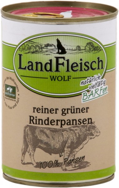 LandFleisch Dog Barf Wolf 100 % aus Rinderpansen, 400g Dose