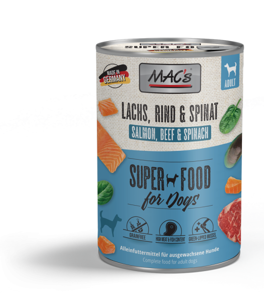MACs DOG - Lach, Rinds & Spinat 400g