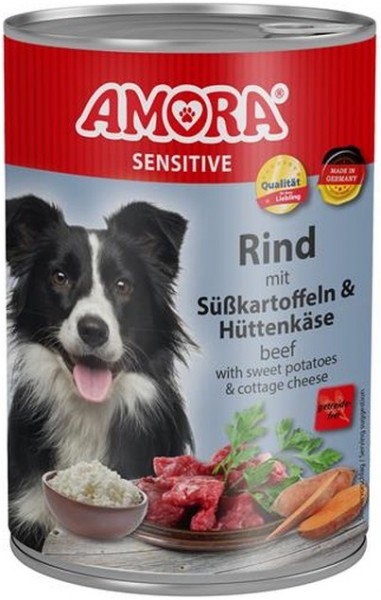 *** AMORA Sensitive Rind mit Süßkartoffeln & Hüttenkäse - 400g Dose [*** AUSLAUFARTIKEL]