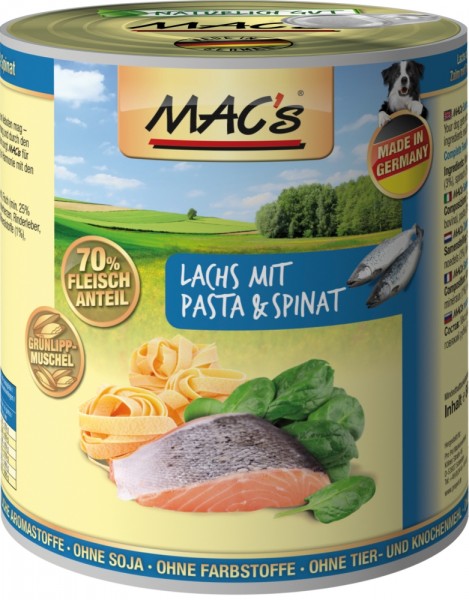 MACs Dog Lachs, Pasta & Spinat - 800g Dose