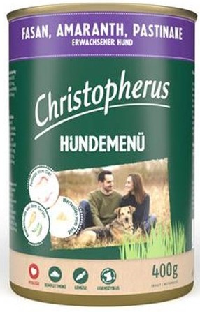 Allco Christopherus Hundemenü -Adult - mit Fasan, Amaranth, Pastinake - 400g Dose