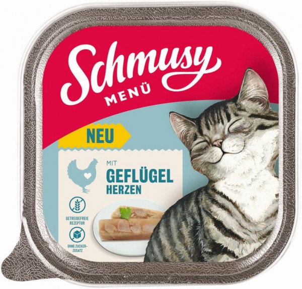 Schmusy Menü mit Geflügelherzen 100g