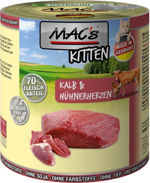 MACs Kitten Kalb & Hühnherzen - 800g Dose