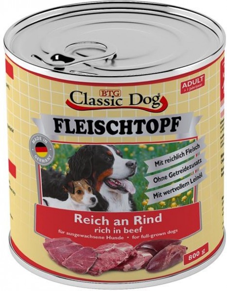 Classic Dog Dose Adult Fleischtopf Pur Reich an Rind 800g