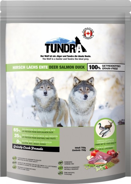 Tundra All-live Dog Grizzly Creek Lachs, Hirsch & Ente - 750g Beutel