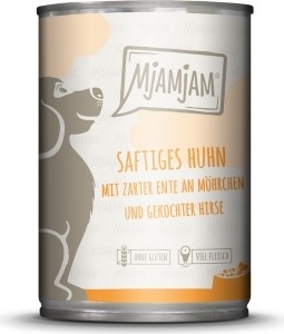 MjAMjAM - Hund saftiges Huhn mit zarter Ente an Möhrchen - 400g Dose