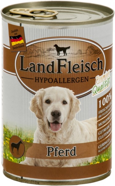 LandFleisch Dog Hypoallergen mit Pferd, 400g Dose