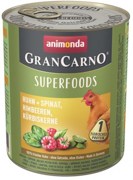 Animonda GranCarno Dog - Dose Adult Superfood Huhn & Spinat 800g