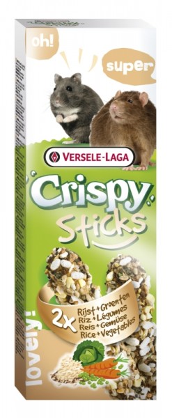 Versele-Laga Crispy Sticks für Hamster und Ratten mit Reis & Gemüse, 2 Stück - 110g Frischepack