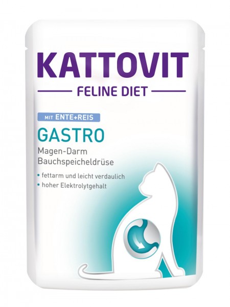 Kattovit Feline Diet - Gastro mit Ente & Reis - 85g Frischebeutel