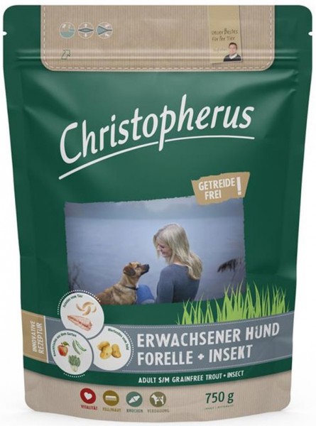 Allco Christopherus Getreidefrei Erwachsener Hund Forelle+Insekt - 750g Frischebeutel