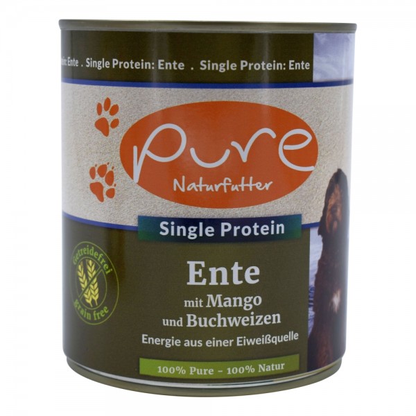 *** PURE Naturfutter Hundemenü Single Protein Ente mit Mango [*** AUSLAUFARTIKEL]