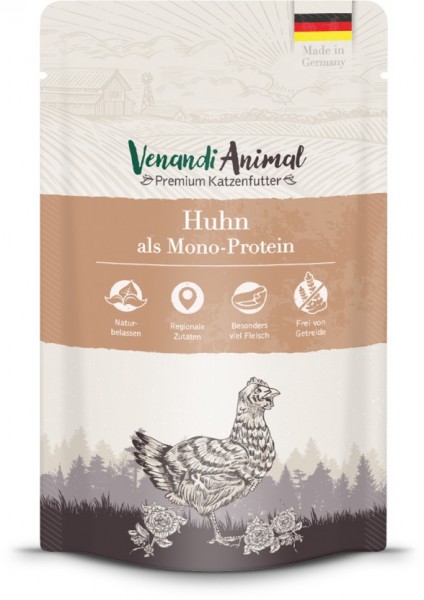 Venandi Animal Premium Katzennassfutter mit Huhn als Monoprotein 125g Frischebeutel